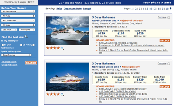 Cruise Search Results