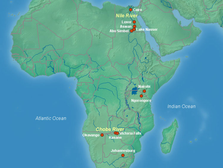 Africa Rivers Map 